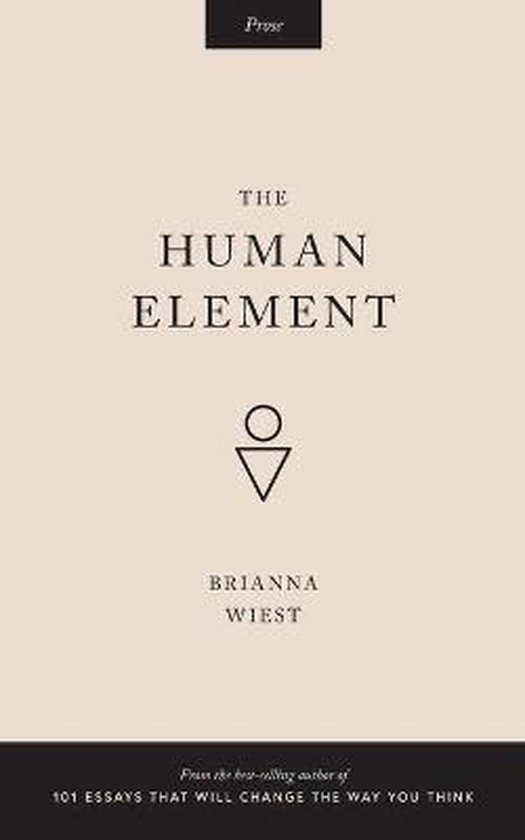 Boekomslag van 'The Human Element' in beige met zwarte tekst. Bevat een symbool van een cirkel boven een omgekeerde driehoek.