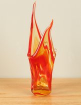 Vlam glas rood/geel, 24 cm, glazen vlam, Glasvlam, vuur van glas, vlammetje van glas