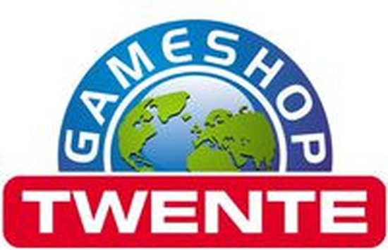 Logo de Gameshop Twente avec un globe et texte courbé.