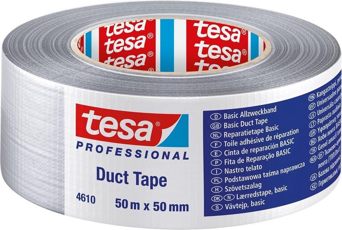 Tesa 04610 Ducttape - Algemeen - Zilver - 50mm x 50m - Tesa