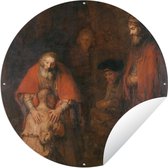 Tuincirkel Terugkeer van de verloren zoon - Schilderij van Rembrandt van Rijn - 60x60 cm - Ronde Tuinposter - Buiten