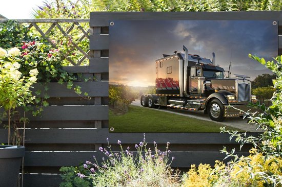 Camion roule au coucher du soleil Poster 120x80 cm - Tirage photo sur  Poster