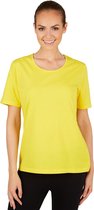 dressforfun - T-shirt voor dames geel S - verkleedkleding kostuum halloween verkleden feestkleding carnavalskleding carnaval feestkledij partykleding - 301265