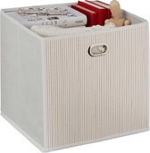 relaxdays panier de rangement bambou - boîte de rangement pliable - boîte de rangement en tissu - organisateur de placard blanc