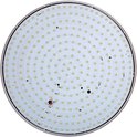 Bovenaanzicht van de printplaat van een ronde lamp, met veel LED-lampjes gerangschikt in concentrische cirkels.