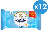 Scottex Classic Clean Vochtig Toiletpapier  (Voordeelverpakking) - 12 x 56 (672) doekjes