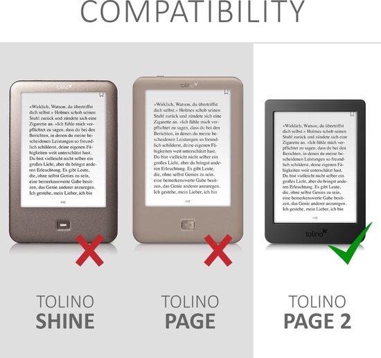 kwmobile e-reader hoesje geschikt voor Tolino Page 2 hoes - E reader flip case met magnetische sluiting - Ereader cover - Stengels en Vlinder design in donkerblauw van Merkloos — afbeelding 2