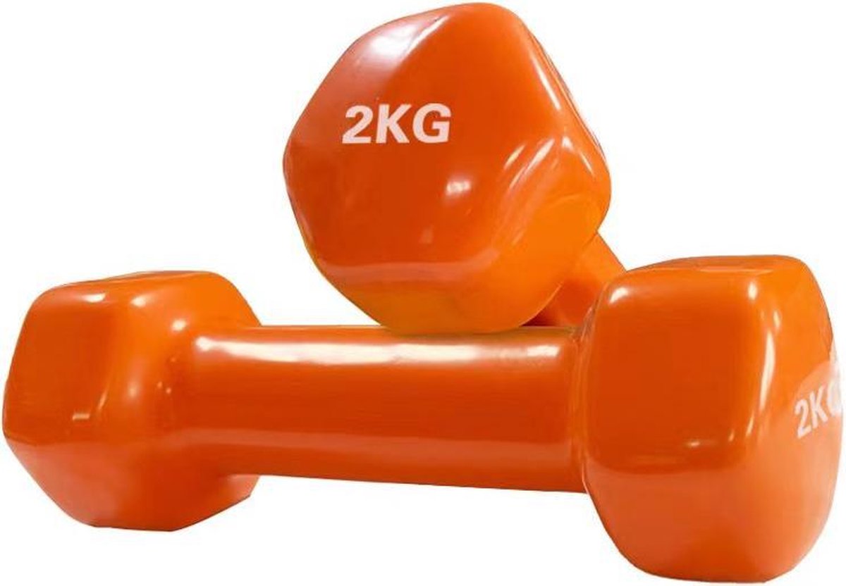 Foxfit Dumbbell set - 2 x 2kg - Rubber - Oranje - FOXFIT