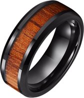 Wolfraam heren ring Tom Jaxon zwart Glans Palissander Inlay-18mm