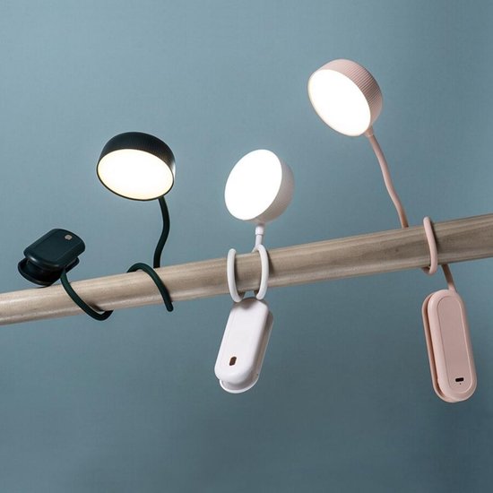 Nachtlampje Dimbaar, Verstelbaar en Flexibel met 3 lichtstanden - Oplaadbare Leeslampje voor Boek - Bedlamp staand en hangend voor Slaapkamer, Bed of Nachtkastje - Klemlamp - Boeklamp - Moederdag Cadeautje - Wit