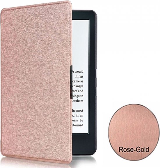 Kobo Aura H2O; Slimfit Shell Sleep Cover, Premium Business Case, Rosé Gold/ Gouden Slim Fit Hoes, sleepcover