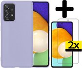 Samsung A52 Hoesje Met 2x Screenprotector - Samsung Galaxy A52 Case Cover - Siliconen Samsung A52 Hoes Met 2x Screenprotector - Lila