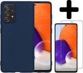 Samsung A72 Hoesje Met Screenprotector - Samsung Galaxy A72 Case Cover - Siliconen Samsung A72 Hoes Met Screenprotector - Donker Blauw