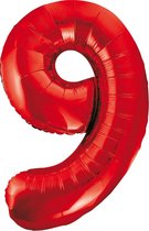 Wefiesta - Folieballon Cijfer 9 Rood - 86 cm