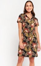 LOLALIZA Korte jurk met planten print - Bruin - Maat 40