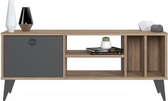 Milloni eiken TV Meubel - TV Kast met rekken  - Bruin - Houten meubilair - TV unit