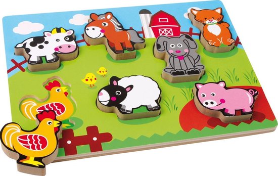 Houten puzzel "Boerderij dieren" - Kinderpuzzel vanaf 1 jaar |