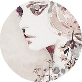 Muursticker Vrouw_aquarel -Ø 130 cm