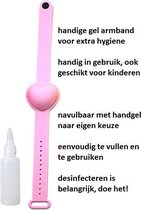 siliconen armbandje voor handgel - navulbaar | compleet met flesje - volwassenen, kinderen - leuke kleur roze | hygiene, stay safe , alcohol , handgel