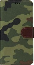 ADEL Kunstleren Book Case Pasjes Portemonnee Hoesje voor Samsung Galaxy A21s - Camouflage Groen