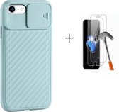 GSMNed – iPhone 7/8 Plus Blauw  – hoogwaardig siliconen Case Blauw – iPhone 7/8 Plus Blauw – hoesje voor iPhone Blauw – shockproof – camera bescherming – met screenprotector iPhone