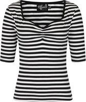 Hell Bunny Warlock Striped 60's Top Zwart Wit