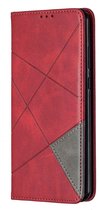 Huawei Y6p Hoesje - Mobigear - Rhombus Slim Serie - Kunstlederen Bookcase - Rood - Hoesje Geschikt Voor Huawei Y6p