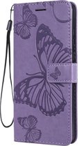 Mobigear Telefoonhoesje geschikt voor Huawei Y6p Hoesje | Mobigear Butterfly Bookcase Portemonnee | Pasjeshouder voor 2 Pasjes | Telefoonhoesje voor Pinpas / OV Kaart / Rijbewijs - Paars