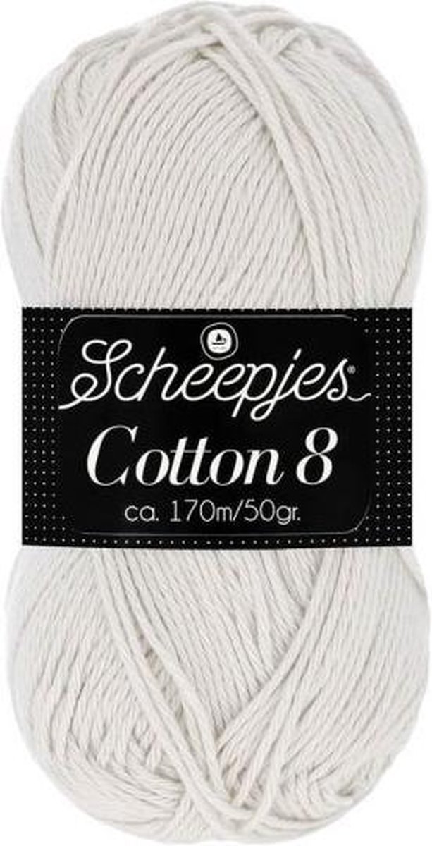 Scheepjes Cotton 8- licht grijs (700) - 5 bollen van 50gram - haakgaren - breigaren