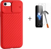GSMNed – iPhone 7/8 Plus Rood  – hoogwaardig siliconen Case Rood – iPhone 7/8 Plus Rood – hoesje voor iPhone Rood – shockproof – camera bescherming – met screenprotector iPhone 7/8