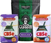 Afslank pakket yerba mate met 3 verschillende smaken - 3 x 500 gram - CBSe Regulase - Guarani Regulase  - CBSe Sileuta Naranja