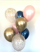 Huwelijk / Bruiloft - Geboorte - Verjaardag ballonnen | Goud - Donkerblauw / Blauw - Rose / Roze - Transparant - Polkadot Dots | Baby Shower - Kraamfeest - Fotoshoot - Wedding - Bi