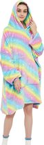 JAXY Hoodie Deken - Snuggie - Snuggle Hoodie - Fleece Deken Met Mouwen - 1450 gram - Hoodie Blanket - Regenboog Blauw