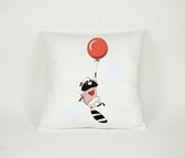 Kussen Wasbeer met ballonnen - Sierkussen - Decoratie - Kinderkamer - 45x45cm - Inclusief Vulling - PillowCity