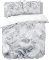 Y-NOT - Feathers Allover - Dekbedovertrek - Katoensatijn - 1 Persoons - 140x200/220 cm - Wit