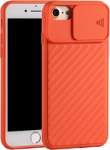 Voor iPhone 6 Plus & 6s Plus / 7 Plus & 8 Plus Schuifcamera Cover Design Twill Anti-Slip TPU Case (Oranje)
