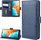 Wallet Stand Leather Cell Phone Case voor Huawei Y6 Pro 2019, met portemonnee en houder en kaartsleuven (donkerblauw)