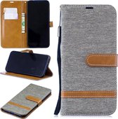 Kleurafstemming Denim Texture Leather Case voor Xiaomi Redmi Note 7, met houder & kaartsleuven & portemonnee & lanyard (grijs)