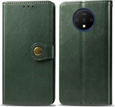 Voor een plus 7t retro effen kleur lederen gesp bescherming voor mobiele telefoons lederen tas met fotolijst en kaartsleuf en portemonnee en beugelfunctie (groen)