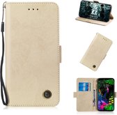 Multifunctionele horizontale flip retro lederen tas met kaartsleuf en houder voor LG G8 ThinQ (goud)