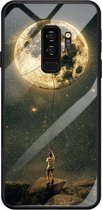 Voor Galaxy S9 Plus Mobiele telefoon Cover Glas Geschilderd Soft Case Edge TPU Mobiele beschermhoes (maan)