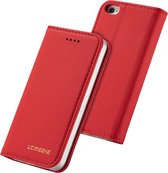 Voor iPhone 5 / 5s / SE LC.IMEEKE LC-002-serie Skin Hand Feeling PU + TPU horizontale flip lederen tas met houder en kaartsleuf en portemonnee (rood)