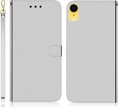 Voor iPhone XR geÃ¯miteerd spiegelend oppervlak horizontaal flip lederen tas met houder & kaartsleuven & portemonnee & lanyard (zilver)