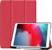 Voor iPad 10.2 (2019) / Air 3 / Pro 10.5 Denim Texture Horizontale Flip Leather Case met drievoudige houder & Slaap / Wekfunctie (Rose Red)