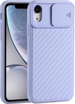Voor iPhone XR Sliding Camera Cover Design Twill Anti-Slip TPU Case (paars)