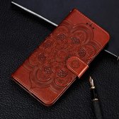 Mandala reliÃ«fpatroon horizontale flip lederen tas voor Huawei Honor 20, met houder & kaartsleuven & portemonnee & fotolijst & lanyard (bruin)