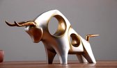 BaykaDecor - Abstract Beeldje Stier - Gouden Brons - 29 cm - Dierenfiguur - Moderne Kunst - Leuk als Geschenk - Bull - Sculptuur