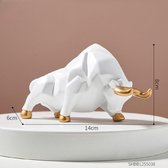 BaykaDecor Premium Beeld Stier - Geometrische Kunst - Decoratie - Wit Porselein  Bull - Standbeeld - Aandachtstrekker - Koe 14 cm