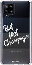 Casetastic Samsung Galaxy A42 (2020) 5G Hoesje - Softcover Hoesje met Design - But First Champagne Print