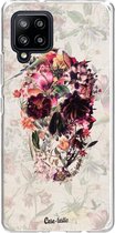 Casetastic Samsung Galaxy A42 (2020) 5G Hoesje - Softcover Hoesje met Design - Flower Skull Print